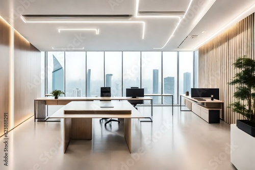 A dynamic office workplace in Beijing  pulsating with the energy of innovation and collaboration. AI generated