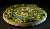  a model of a house in the middle of a circle.  generative ai