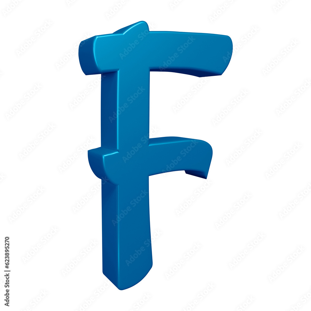 3D blue alphabet letter f for education and text concept 3D blue alphabet letter f for education and text concept