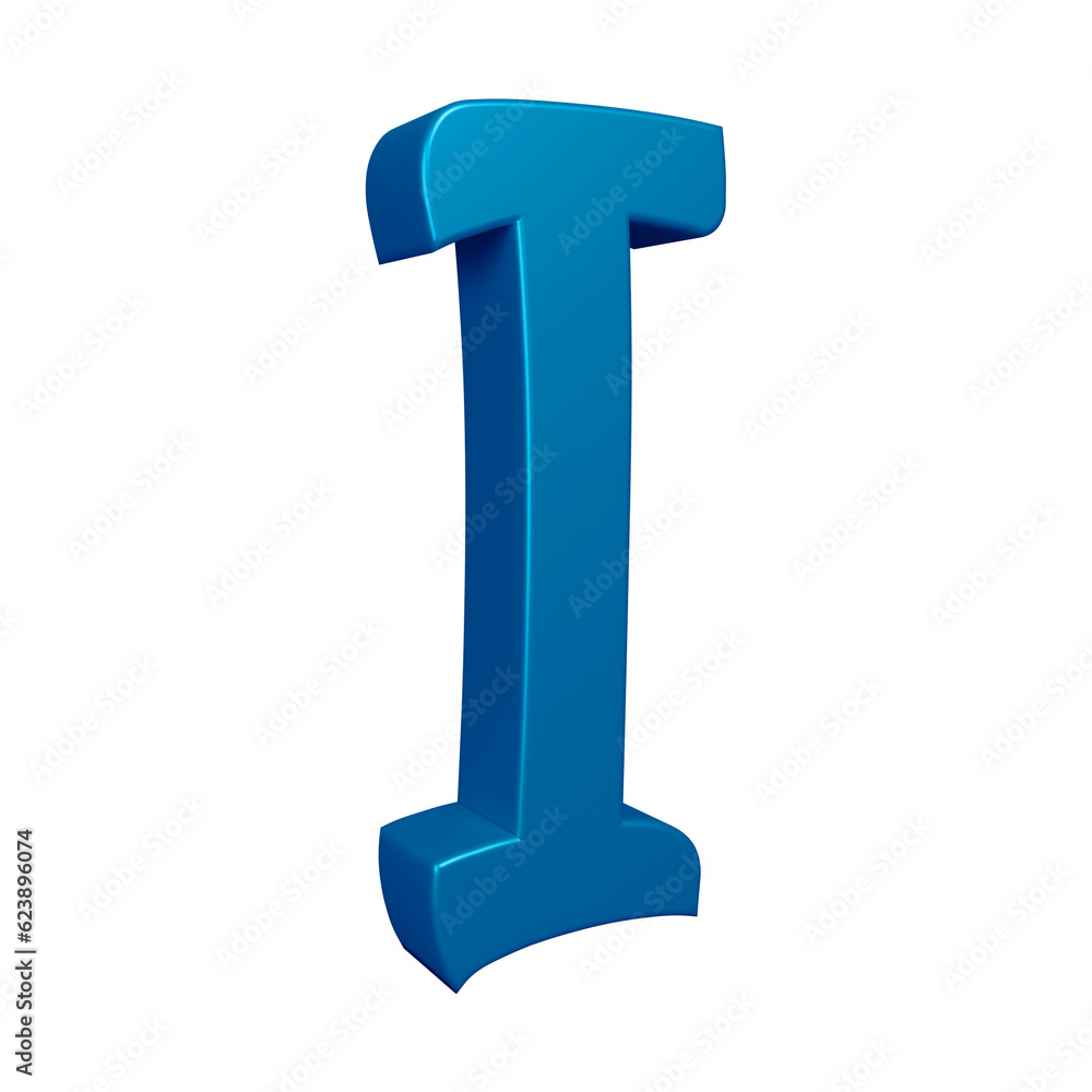 3D blue alphabet letter i for education and text concept 3D blue alphabet letter i for education and text concept