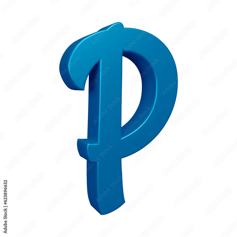3D blue alphabet letter p for education and text concept 3D blue alphabet letter p for education and text concept