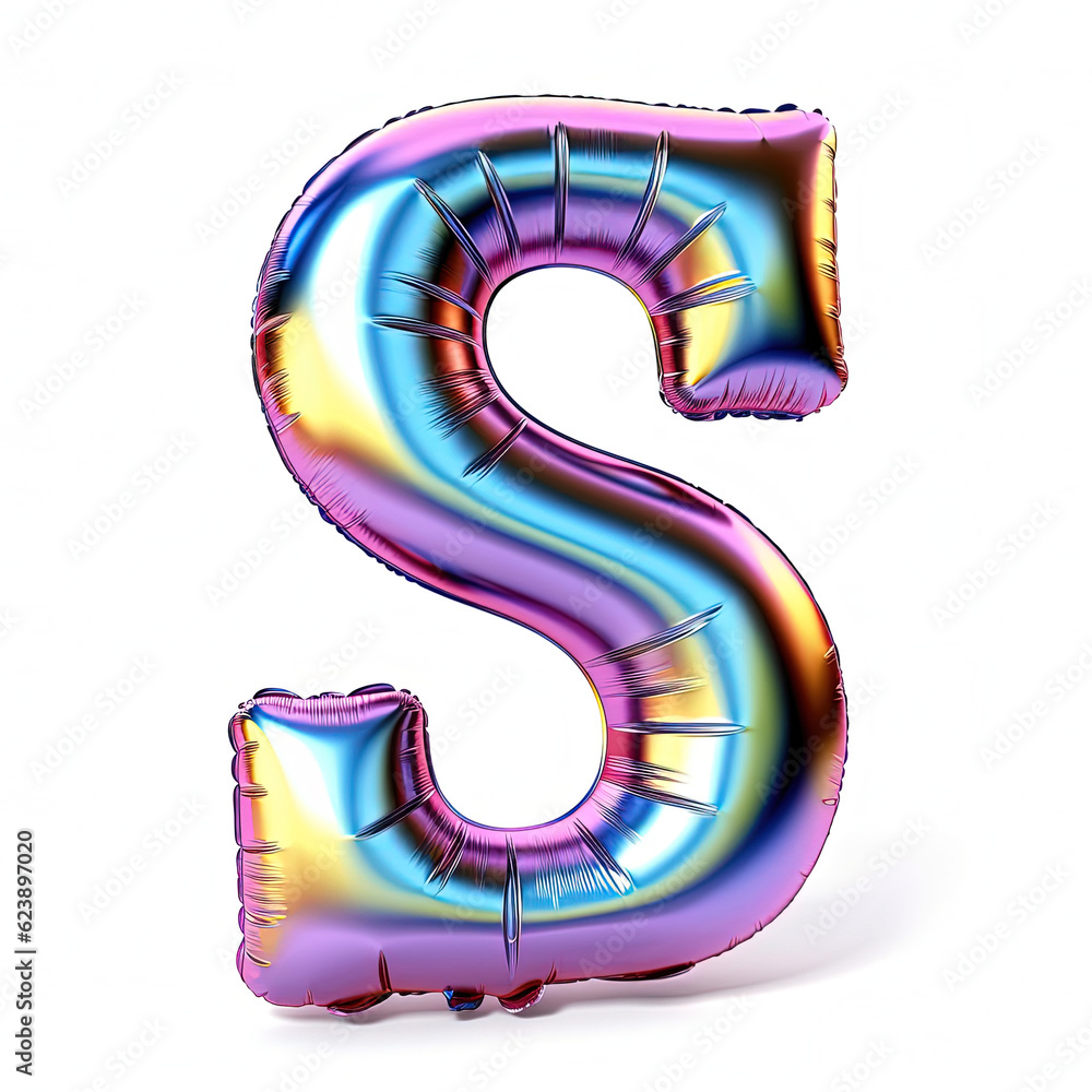 Silver metallic mylar colorful balloon letter S Silver metallic mylar colorful balloon letter S