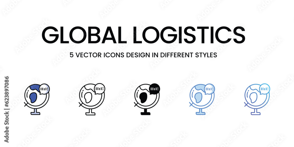 Global Logistics Icon Design in Five style with Editable Stroke. Line, Solid, Flat Line, Duo Tone Color, and Color Gradient Line. Suitable for Web Page, Mobile App, UI, UX and GUI design. Global Logistics Icon Design in Five style with Editable Stroke. Line, Solid, Flat Line, Duo Tone Color, and Color Gradient Line. Suitable for Web Page, Mobile App, UI, UX and GUI design.