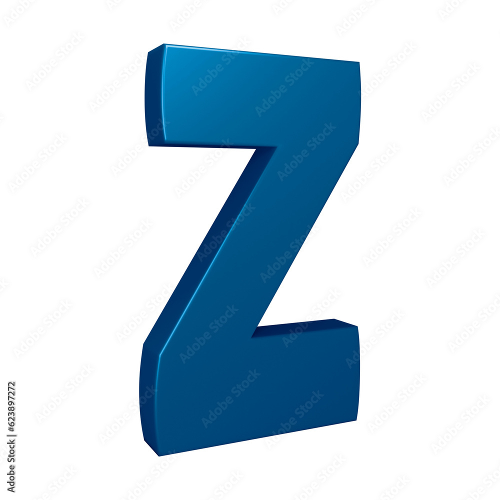 3D blue alphabet letter z for education and text concept 3D blue alphabet letter z for education and text concept