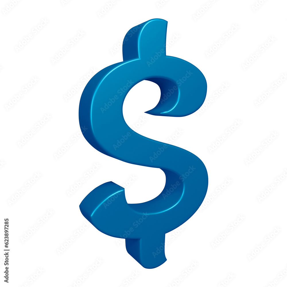 3D blue dollar symbol or icon design 3D blue dollar symbol or icon design