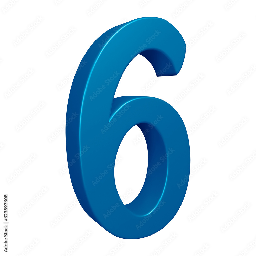 3d blue number 6 design for math, business and education concept 3d blue number 6 design for math, business and education concept