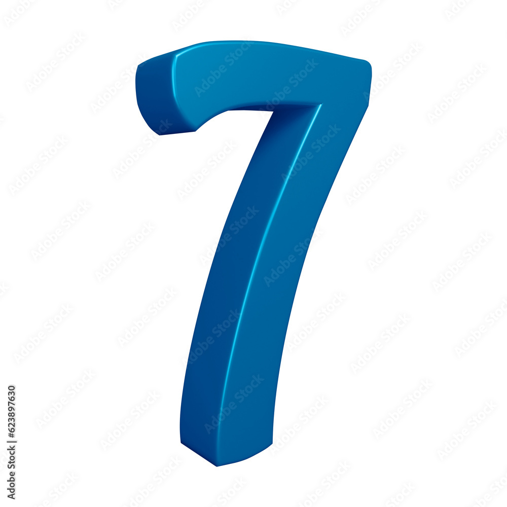3d blue number 7 design for math, business and education concept 3d blue number 7 design for math, business and education concept