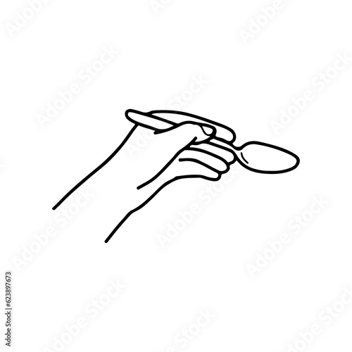 vector illustration of a hand holding a spoon