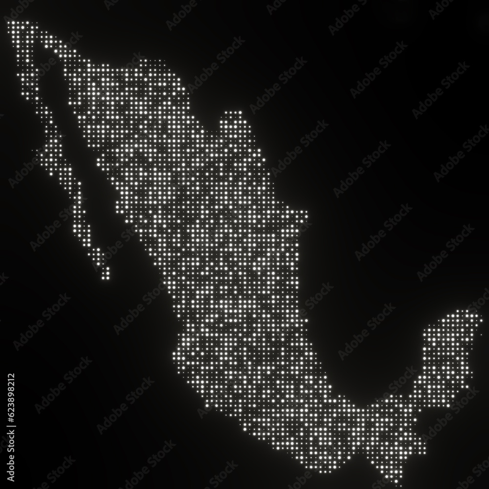 Map of Mexico  on a black background