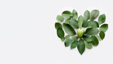 Wholesome Heart-shaped Leaves on White Background, Generative AI