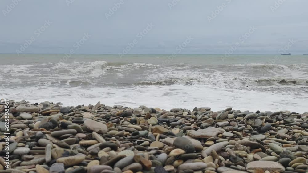 sea with waves in cloudy weather. sea with waves in cloudy weather.