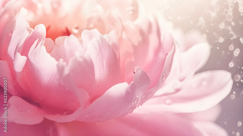 Elegant pastel pink colour peony flower, close up, macro background, AI generated