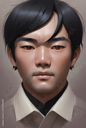 realistic oriental man AI generative 