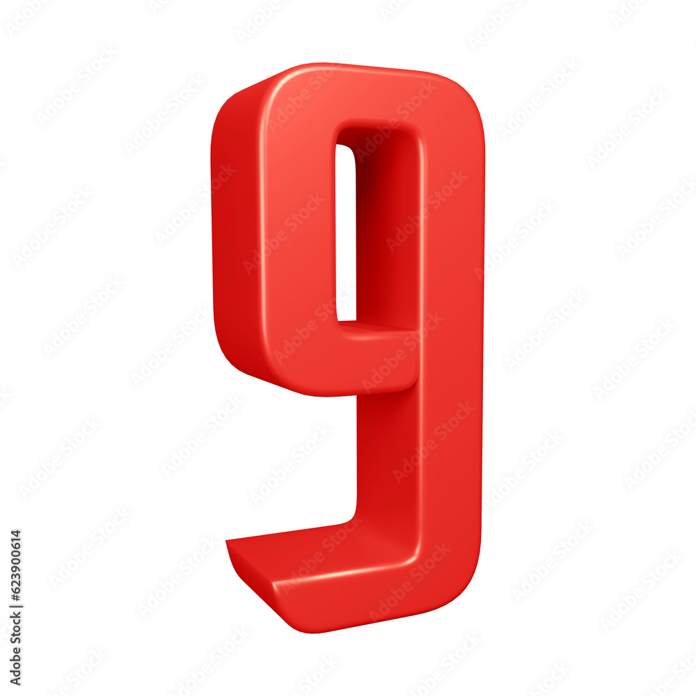 3d red number 9 design for math, business and education concept 3d red number 9 design for math, business and education concept