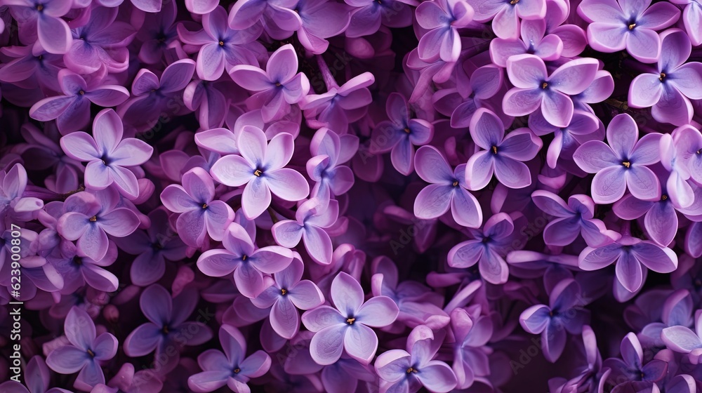 Fototapeta premium Background with lilac flowers close view. Created with Generative Ai technology.