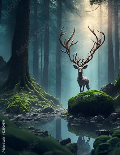 magic deer in the night