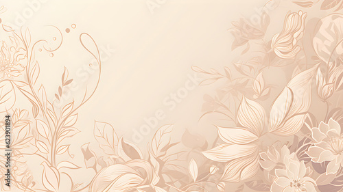 Fantasy flowers gentle beige background, copy space, AI generated