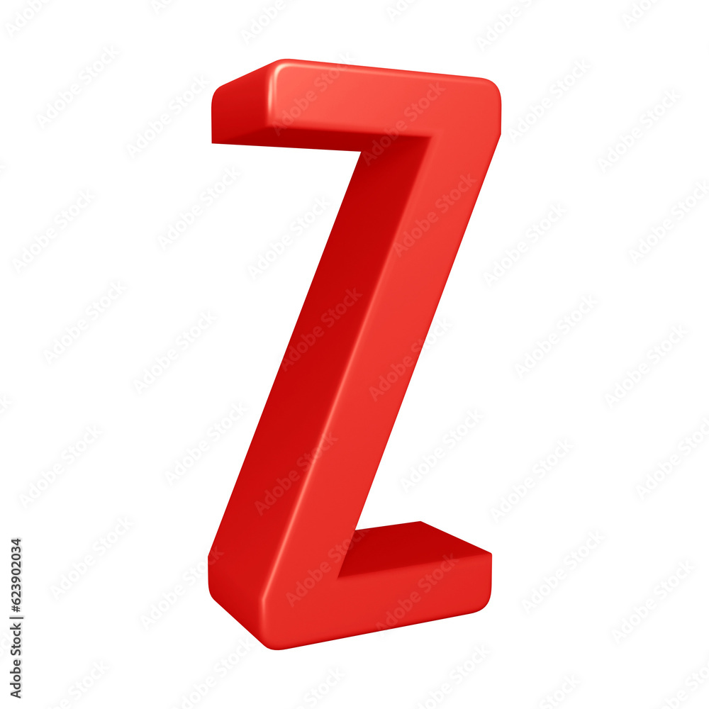 3D red alphabet letter z for education and text concept 3D red alphabet letter z for education and text concept