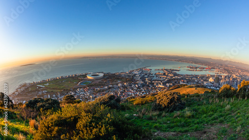 Cape Town City Harbor Atlantic Ocean Horizon Aerial Overlooking Landscape