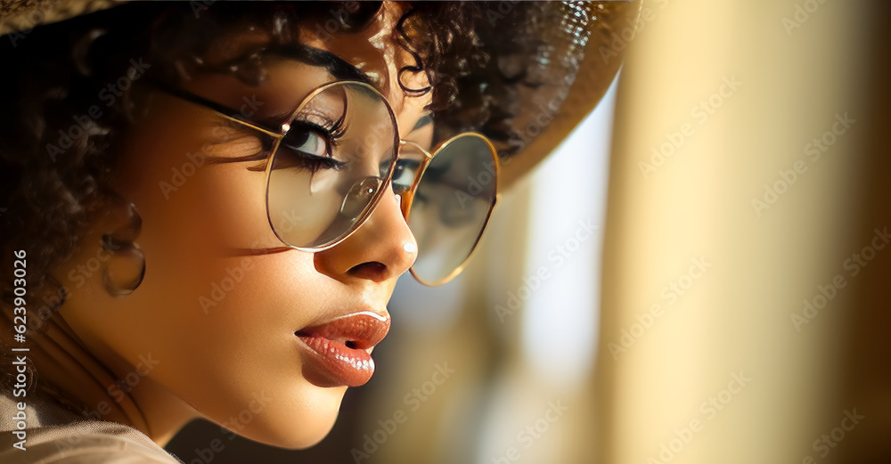 Clouse up of young woman wearing glasses looking. Clouse up of young woman wearing glasses looking.