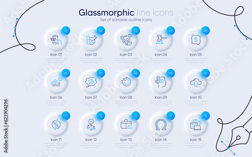 Set of Video conference, Jobless and Demand curve line icons for web app. Chemistry lab, Education, Omega icons. Ranking stars, Software, Payment message signs. Discrimination. Vector