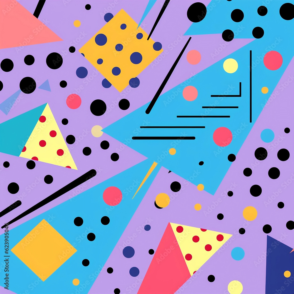 Vibrant Fusion: Pop Art Delight with Geometric Patterns Vibrant Fusion: Pop Art Delight with Geometric Patterns