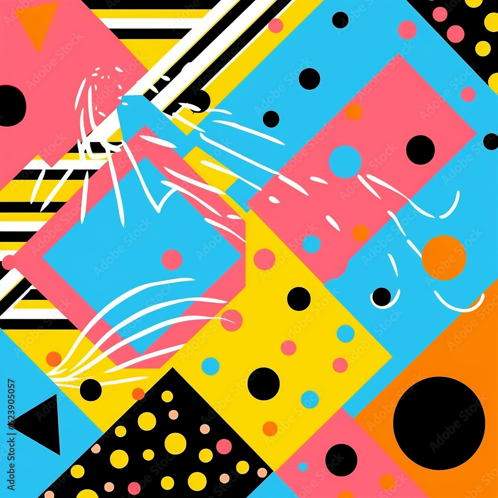 Funky Vibes: Abstract Pop Art Delight with Memphis Patterns Funky Vibes: Abstract Pop Art Delight with Memphis Patterns