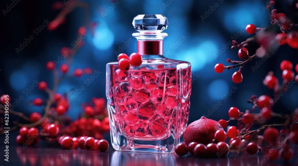 Bodka with cranberries. Illustration AI Generative. Bodka with cranberries. Illustration AI Generative.