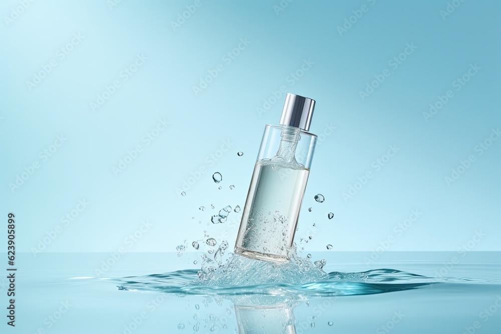 Cosmetic product with clear water background. Illustration AI Generative. Cosmetic product with clear water background. Illustration AI Generative.