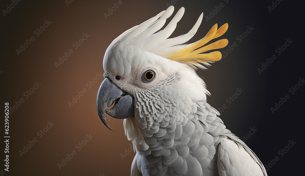 Obraz premium White cockatoo cute bird australia rio sulfur crested image AI generated art