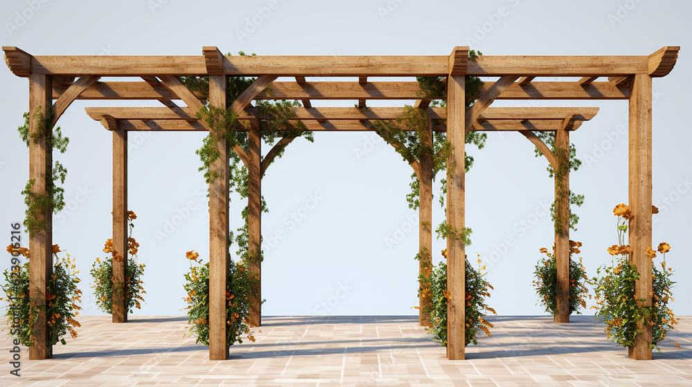 Wooden gazebo pergola outdoor garden shade ideas illustration image AI generated art Wooden gazebo pergola outdoor garden shade ideas illustration image AI generated art