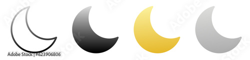 gradient crescent moon icon set