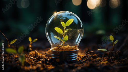 A plant growing inside a lightbulb - renewable energy - climate change 3