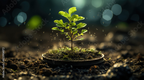 A plant growing with renewable energy - climate change