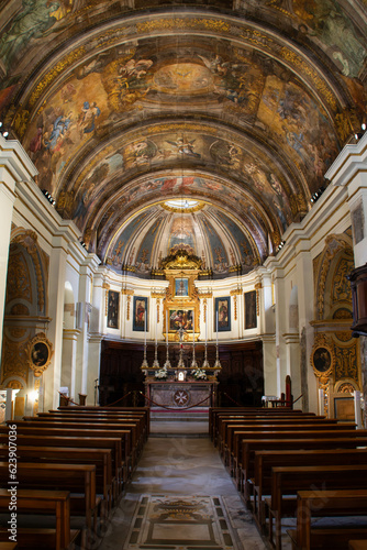 Indoors of Our Lady of Victories Chapel (Knisja tal-Vittorja), catholic church in Valletta, Malta