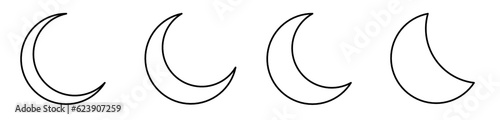 Valokuva crescent moon icon set with outline