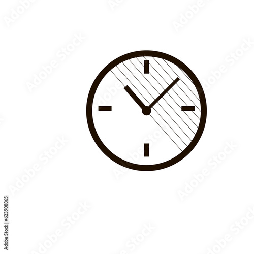 clock face with marked time in the sun black and white linear vector illustration