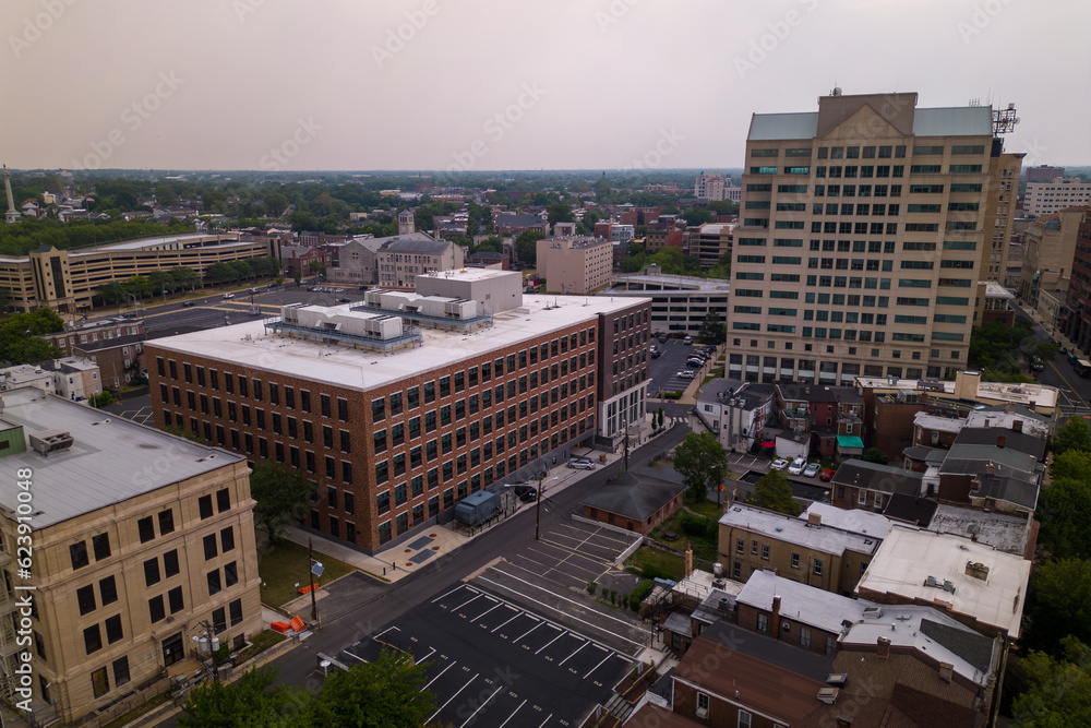 aerial view of Trenton, New Jersey. city hall and downtown