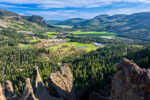 Aerial view of Pagosa Springs during spring, Colorado, USA