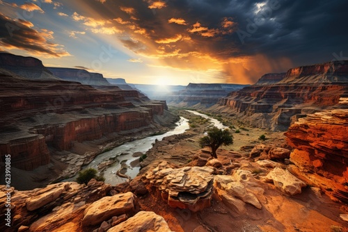 Dramatic shot of a storm brewing over the Grand Canyon.
