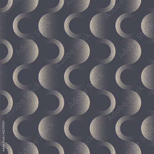 50s 60s 70s Old Fashioned Seamless Pattern Vector Dotwork Fine Abstract Background. Cozy Retro Style Fashion Textile Design Fabric Print Repetitive Pale Grey Wallpaper. Half Tone Art Illustration