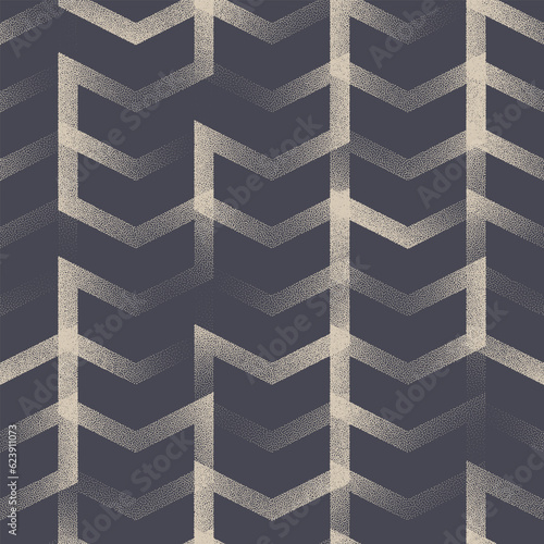 Ultra Modern Chevron Seamless Pattern Vector Dot Work Trendy Abstract Background. Complex Ornament Mod Endless Abstraction Textile Design Fabric Print Repetitive Wallpaper. Half Tone Art Illustration