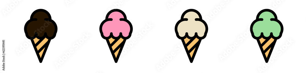 ice cream cone icon set
