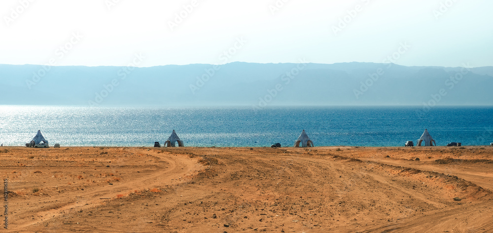 Obraz premium Morning in Haql Beach, Tabuk, Saudi Arabia.