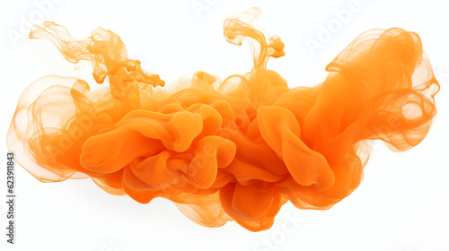 Transparent orange smoke cloud isolated - Generative AI	