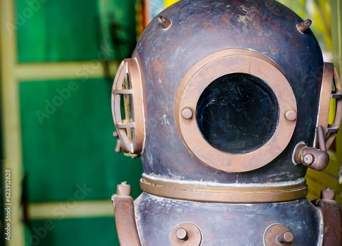 An old, Standard diving head. was displayed in the house.