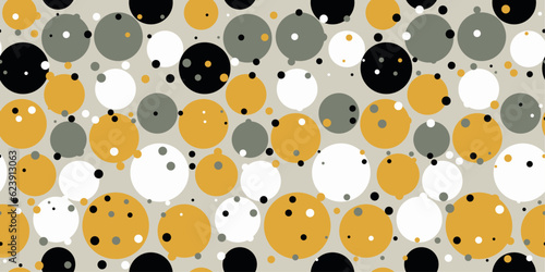 Black, yellow and gray dots. For prints and seamless coverings such as wallpapers, cushions, packaging. Black, yellow and gray dots.