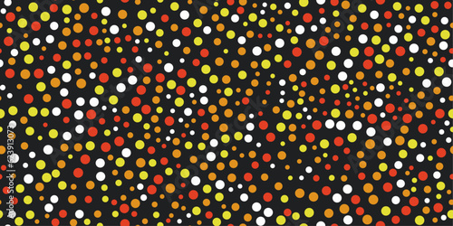 Dots on a black background. Vector pattern of dots scattered over the surface. For prints and seamless coverings such as wallpapers, cushions, packaging.