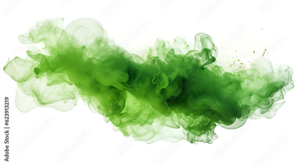 Transparent green smoke cloud isolated - Generative AI Transparent green smoke cloud isolated - Generative AI