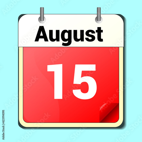 day on the calendar, vector image format, August 15